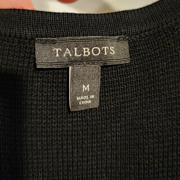 Talbots Luxe Knit Zip Front Jacket Black Tight Knit Sweater Cargian Jacket sz M - Picture 5 of 8